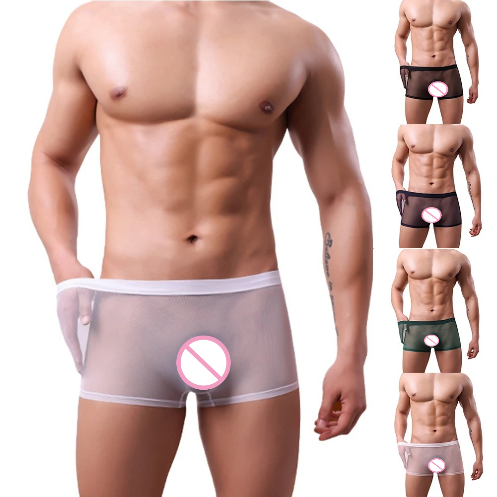 Boxer Shorts Modal - กางเกงในชายแบบบางพิเศษ ผ้าไหมน้ำแข็ง กางเกงบ็อกเซอร์ชาย กึ่งโปร่งใส ไร้ตะเข็บ เซ็กซี่
