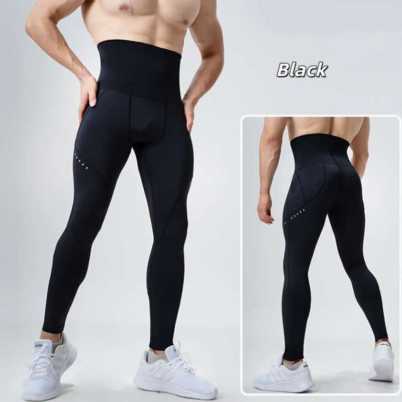 Compression Long Pant - กางเกงเลกกิ้งรัดรูปเอวสูงสำหรับผู้ชาย กระชับหน้าท้อง กางเกงทรงฉลาม ยืดหยุ่น สำหรับโยคะ วิ่งมาราธอน