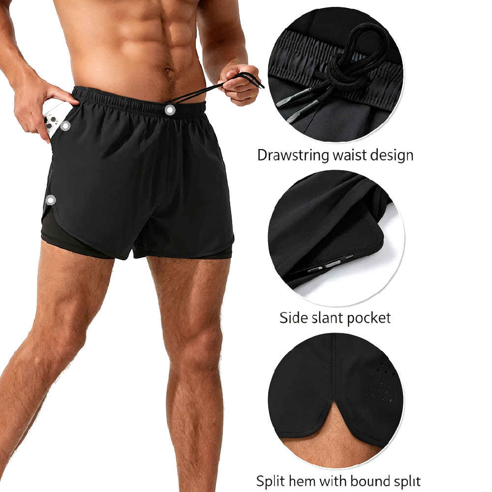 กางเกงวิ่งเอวสูง 2-in-1 พร้อมซ - Compression Shorts Athletes บทวิจารณ์และราคา